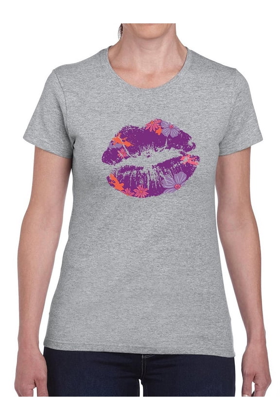 Lipstick Kiss Women Shaped T-Shirt, Female Medium