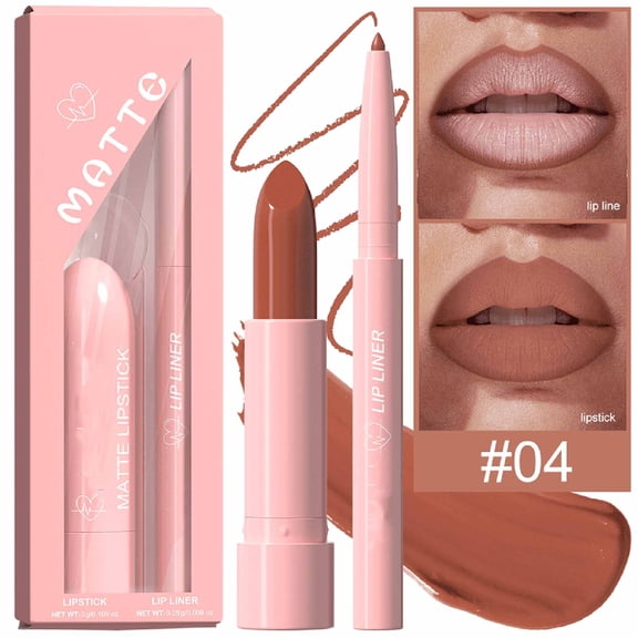Lipstick, Lip Liner, Long-Lasting Matte Lip Color, Easy To Apply Smooth Moisturizing formula with Non-Fading Shine, Lightweight Comfortable Wear for Daily Use and Special Occasions