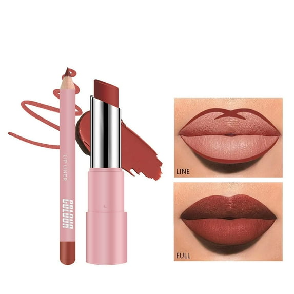 Lipstick, Lip Liner, Long-Lasting Matte Lipstick with 24-Hour Smooth Moisturizing Shine, Easy To Apply Non-Fading formula for Enhanced Lip Color and Comfortable Wear