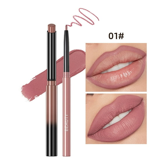 Lipstick, Lip Pencil, Matte Long-Lasting Waterproof Lip Liner Set, No Fading No Smudging, Nude Natural Tone, Easy Application Pen-Shaped Design, High Color Rendering, Suitable for Daily Use
