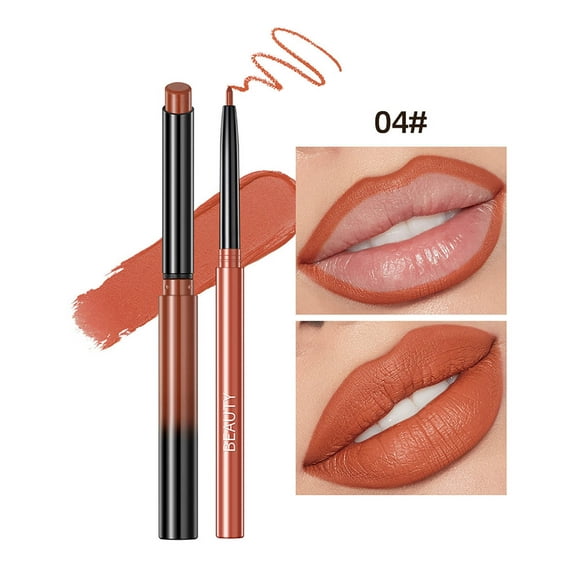 Lipstick, Lip Pencil, Matte Long-Lasting Waterproof Lip Liner Set, No Fading No Smudging, Nude Natural Tone, Easy Application Pen-Shaped Design, High Color Rendering, Suitable for Daily Use
