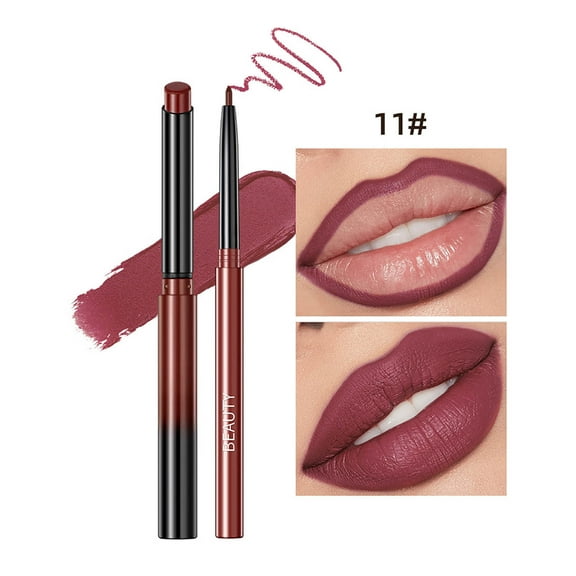 Lipstick, Lip Pencil, Matte Long-Lasting Waterproof Lip Liner Set, No Fading No Smudging, Nude Natural Tone, Easy Application Pen-Shaped Design, High Color Rendering, Suitable for Daily Use