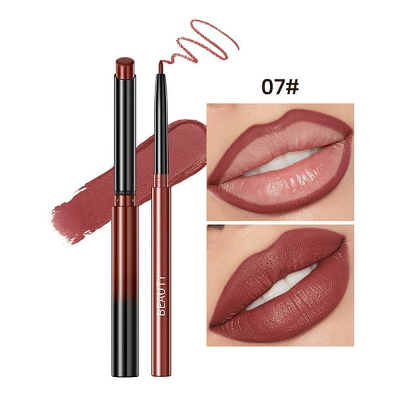 Lipstick, Lip Pencil, Matte Long-Lasting Waterproof Lip Liner Set, No Fading No Smudging, Nude Natural Tone, Easy Application Pen-Shaped Design, High Color Rendering, Suitable for Daily Use