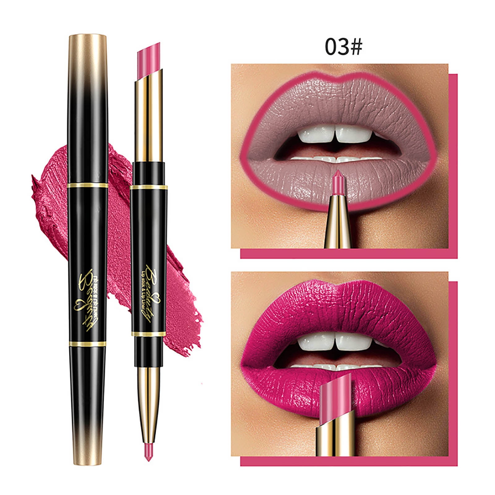 Lipstick Lipliner Double Head Two In One Lipliner Line Drawing Lipstick