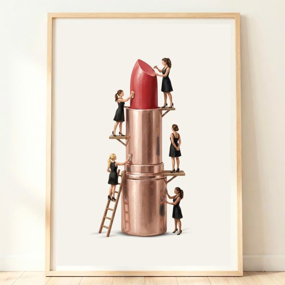 Lipstick Makeup Room Wall Art Print, Unframed Paper Poster 8x10in