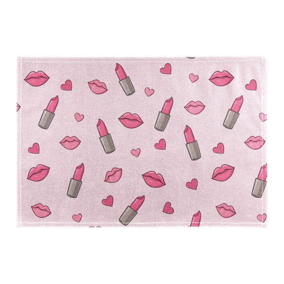 Lipstick Pattern Placemat 18x12in Reversible Rustic Linen Texture Dining Table Mat