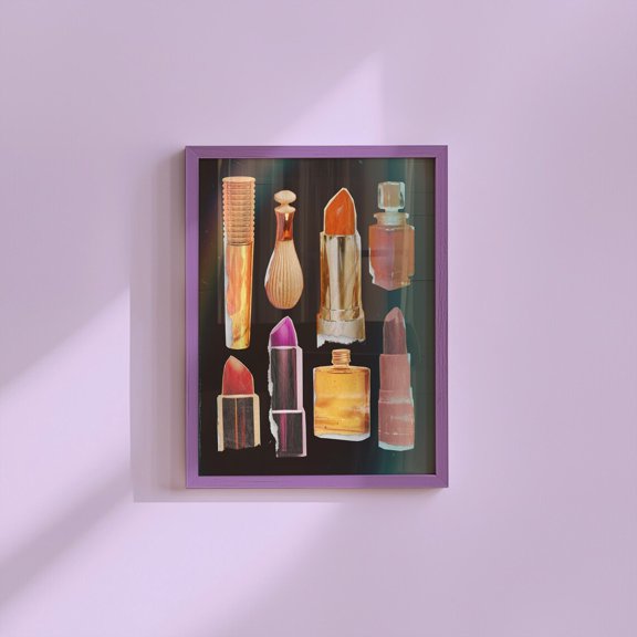 Lipstick Retro Makeup Vanity Wall Art Decor Unframed Paper Print
