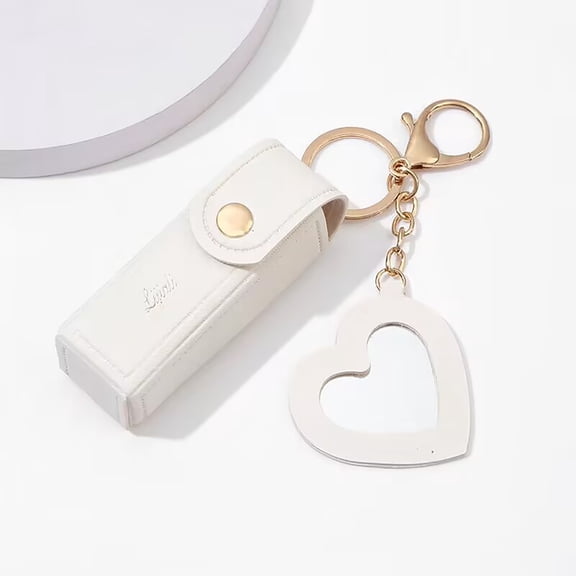 Lipstick Storage Box With Heart Mirror Keychain Mini Lipstick Holder Bag