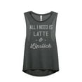 thumbnail image 1 of Lipstick and Latte Women's Sleeveless Muscle Tank Top Charcoal Medium, 1 of 4