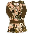 thumbnail image 1 of Lipstik Girl's Toddler - Long Sleeve Dress - 6 Different Prints & Styles 23975-6X (Brown/Pink Retro Flowers), 1 of 3