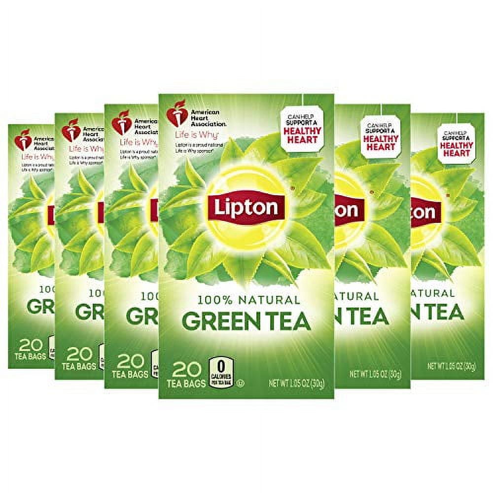 Lipton 100 Natural Green Tea, 20 Count (Pack of 6)