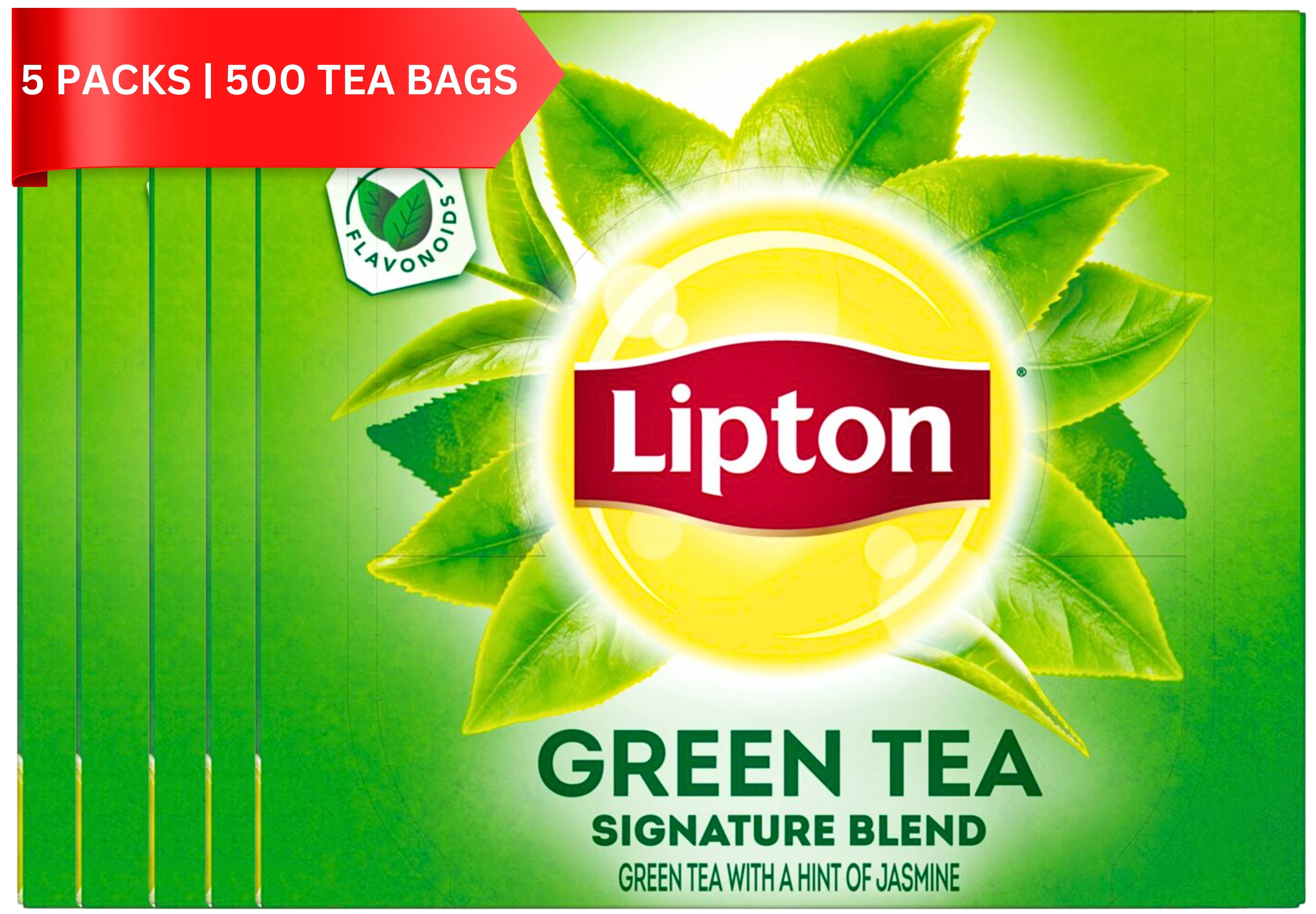 Lipton 100% Natural Hot Green Tea Bags with Hint of Jasmine 100 Ct - 5 Per Case