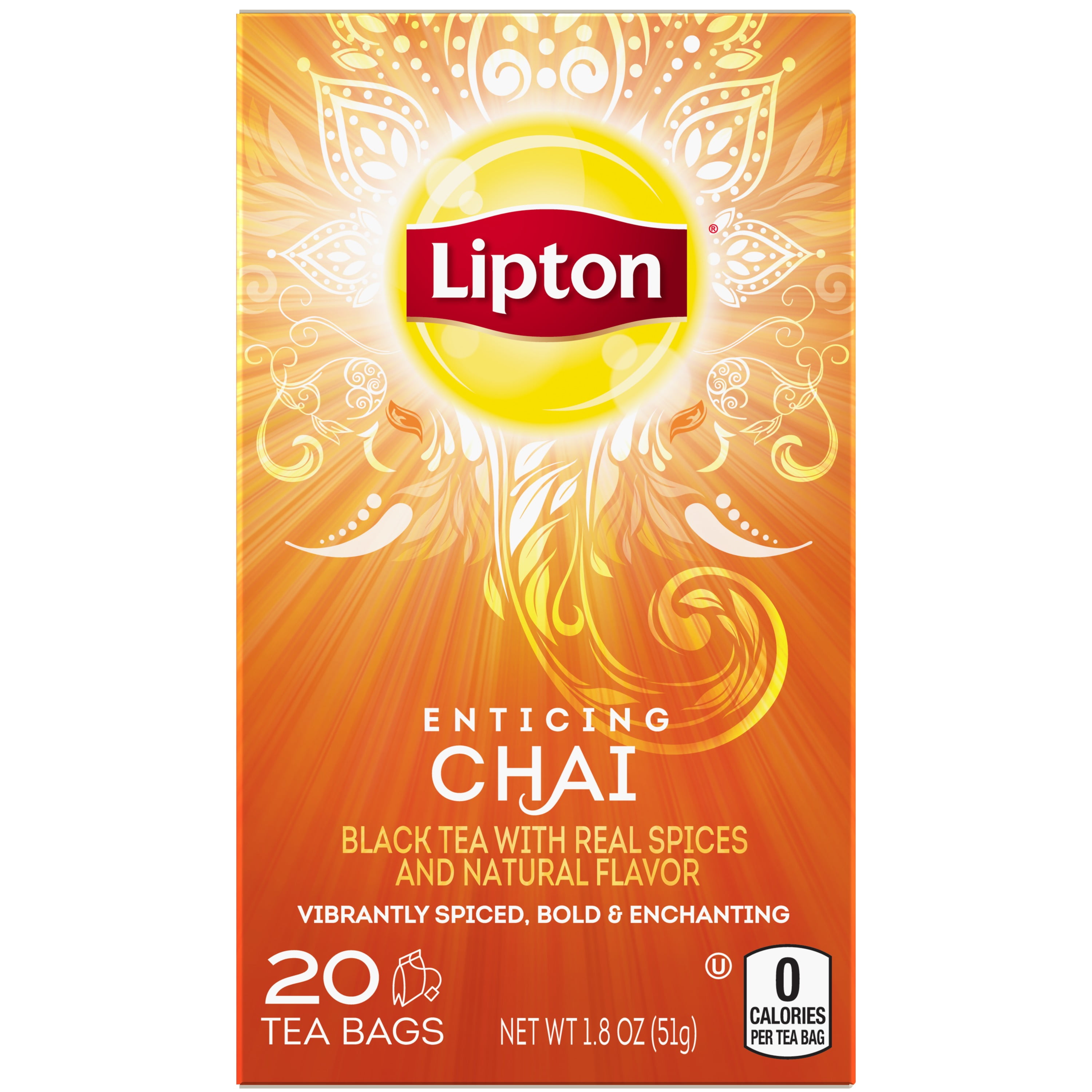 Lipton Black Tea Bags Enticing Chai 20 ct