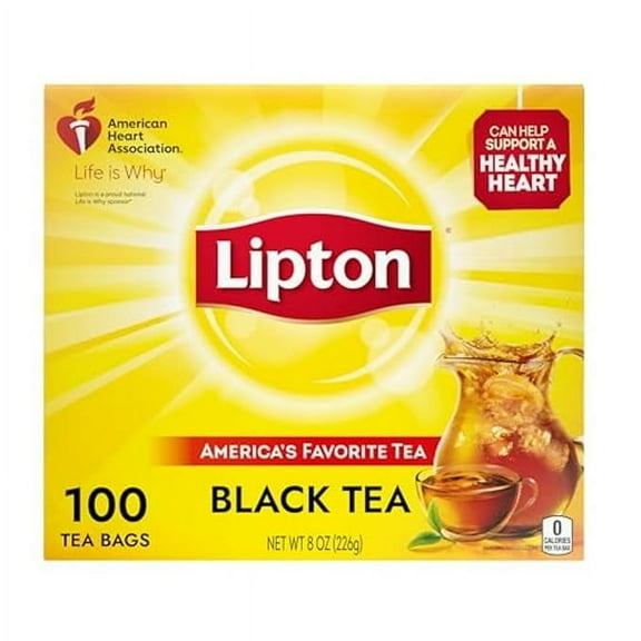Lipton Black Tea Bags, Hot or Iced tea bags, 100 Total Count ( Pack of 2 )