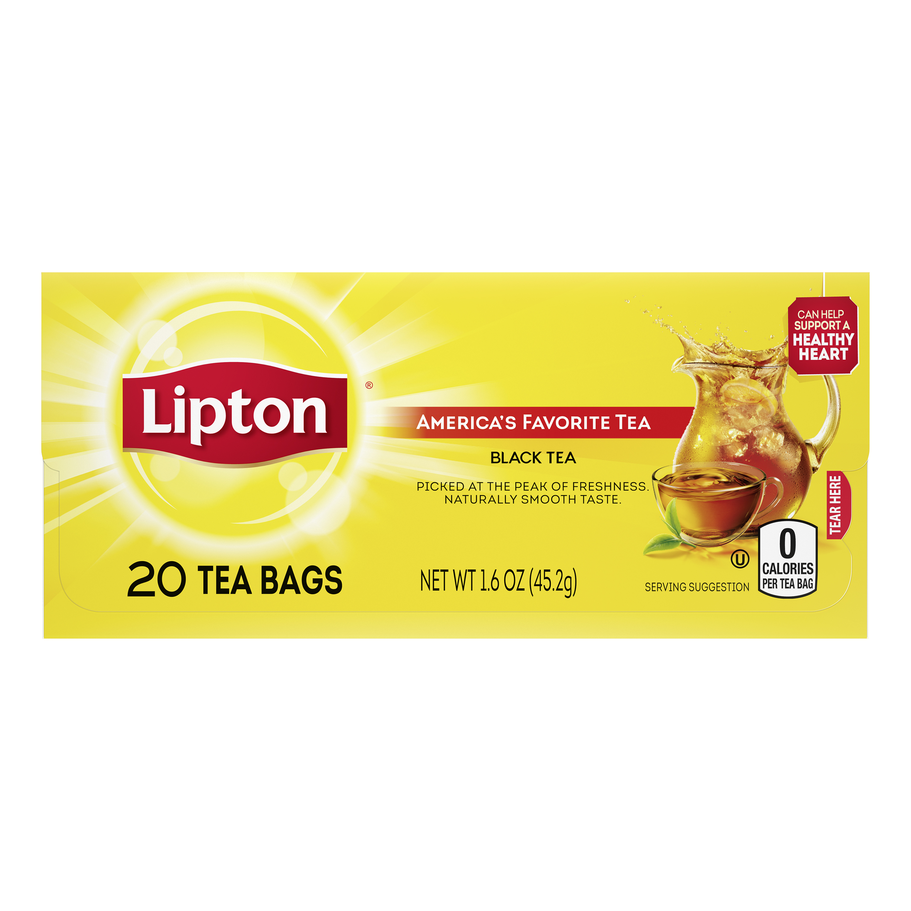 Lipton Black Tea, Can Help Support a Healthy Heart, Tea Bags 20 Count Box - image 1 of 7