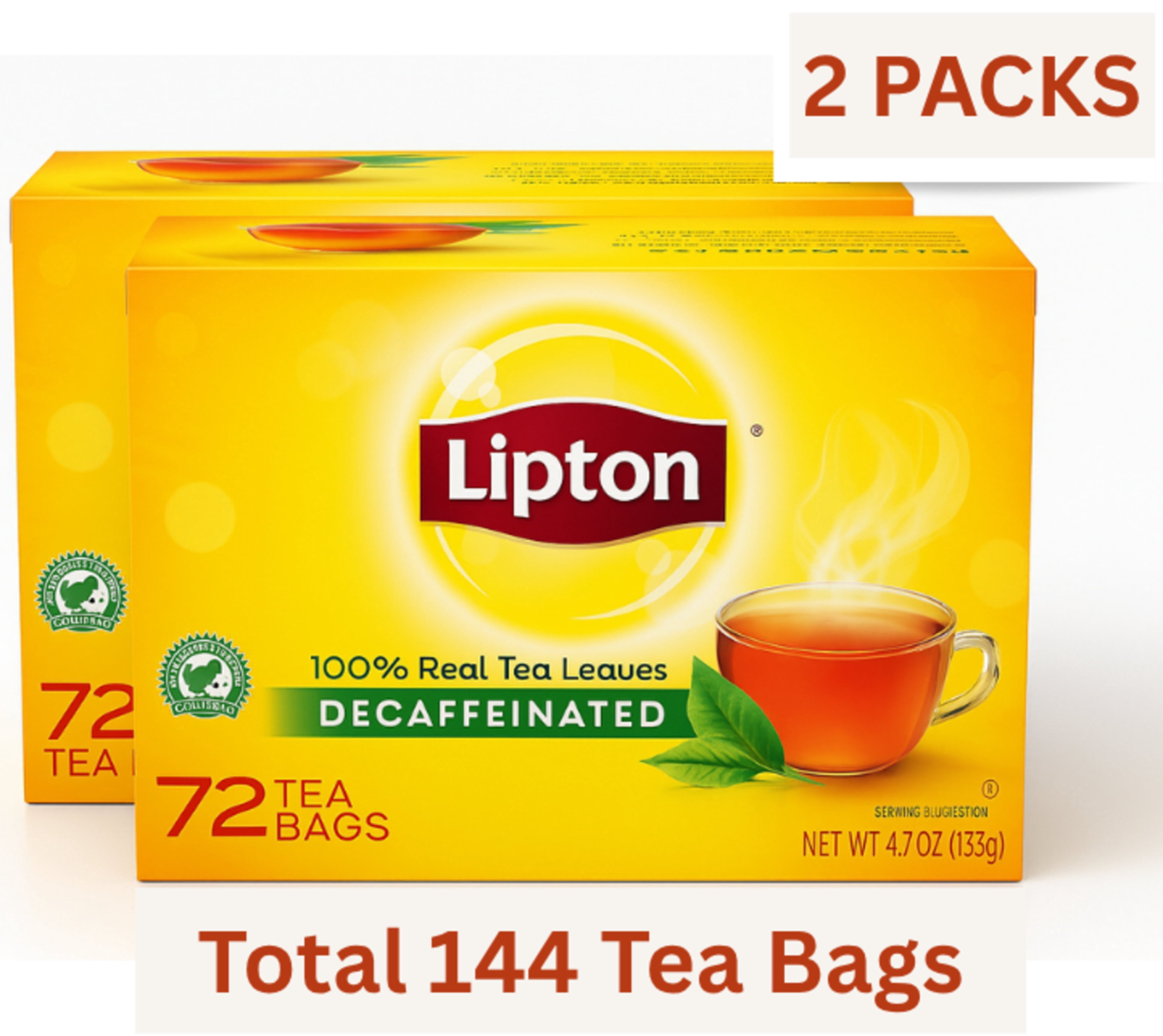 Lipton Black Tea, Decaffeinated, Tea Bags 144 Ct