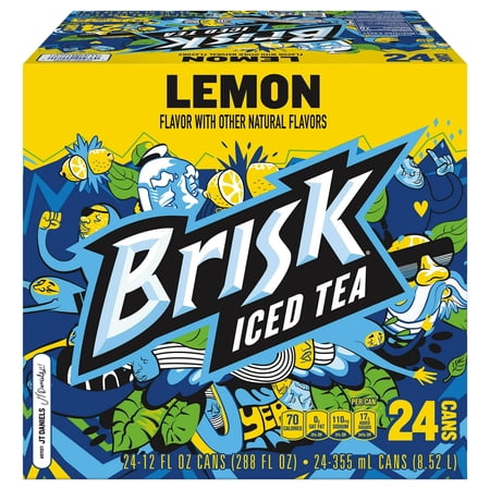 Lipton Brisk Lemon Iced Tea, 12 fl oz, 24 Pack Cans - pack of 2