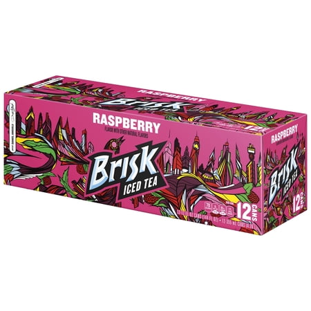 Lipton Brisk Raspberry Iced Tea, Bottled Tea Drink, 12 fl oz, 12 Pack Cans