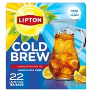 Lipton Cold Brew Black Tea Bags, Family Size, 22 Count