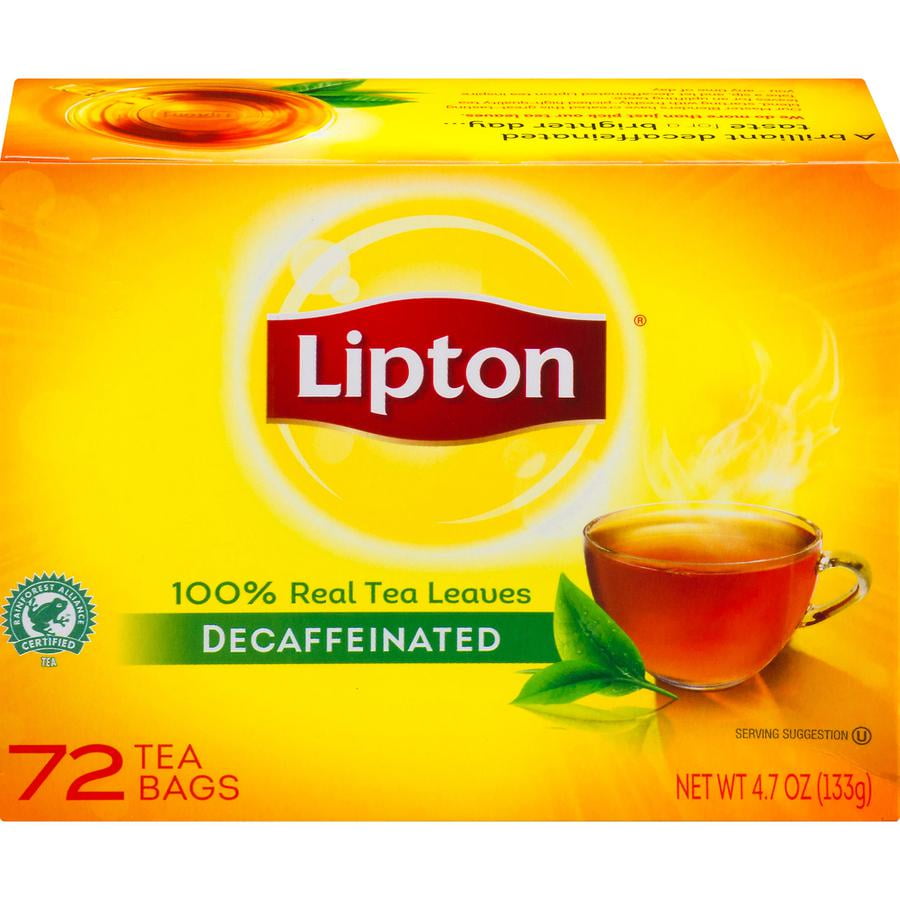 Lipton Decaffeinated Black Tea, 72 Ct Tea Bags for Hot or Iced Tea