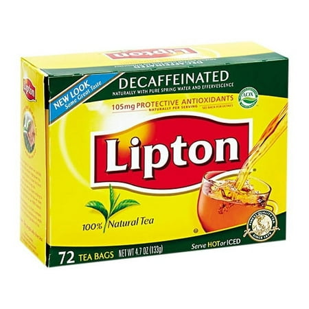 Lipton Decaffinated Black Tea, Tea Bags, 72 Ct