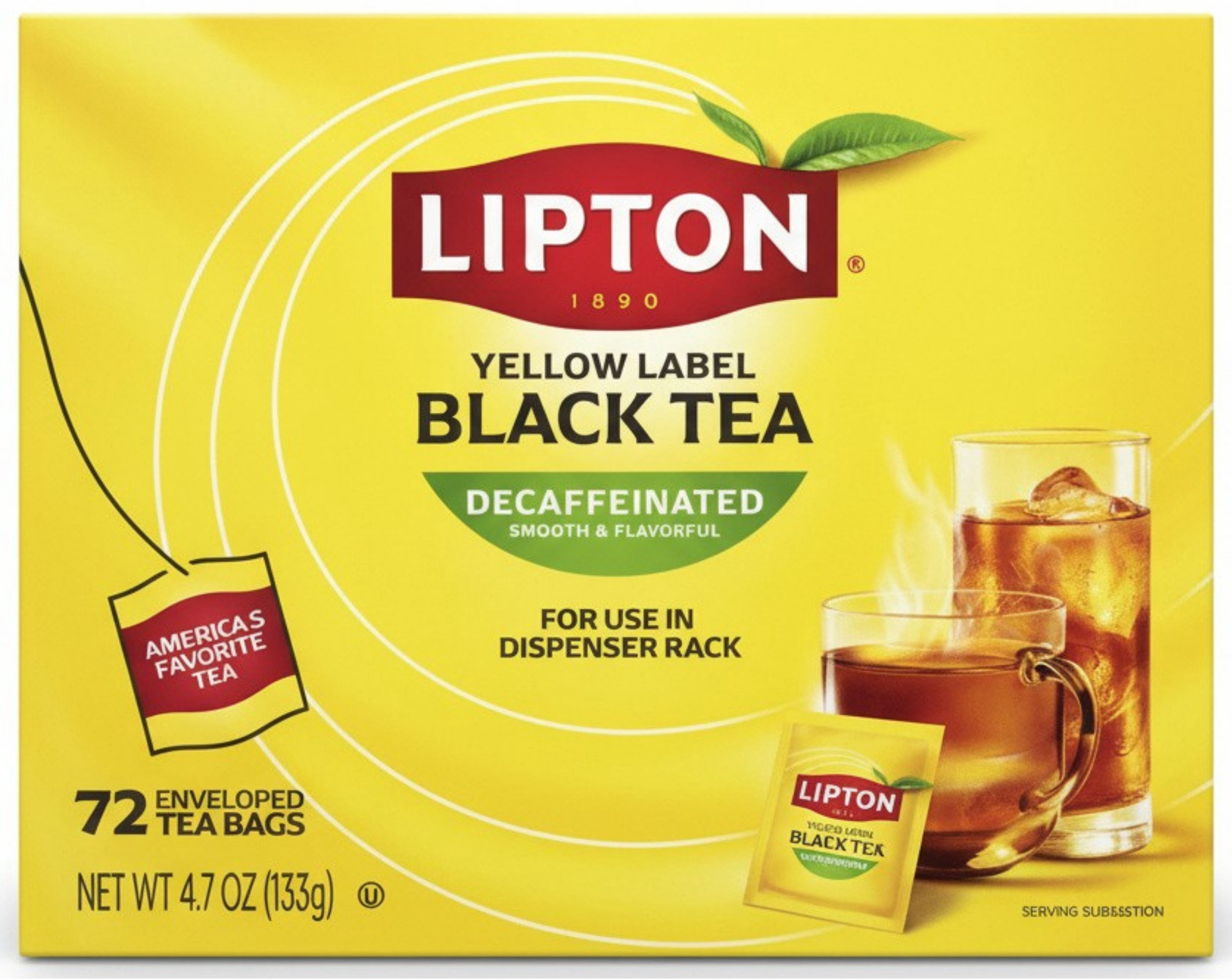Lipton Decaffeinated Black Tea, 72 Ct Tea Bags for Hot or Iced Tea