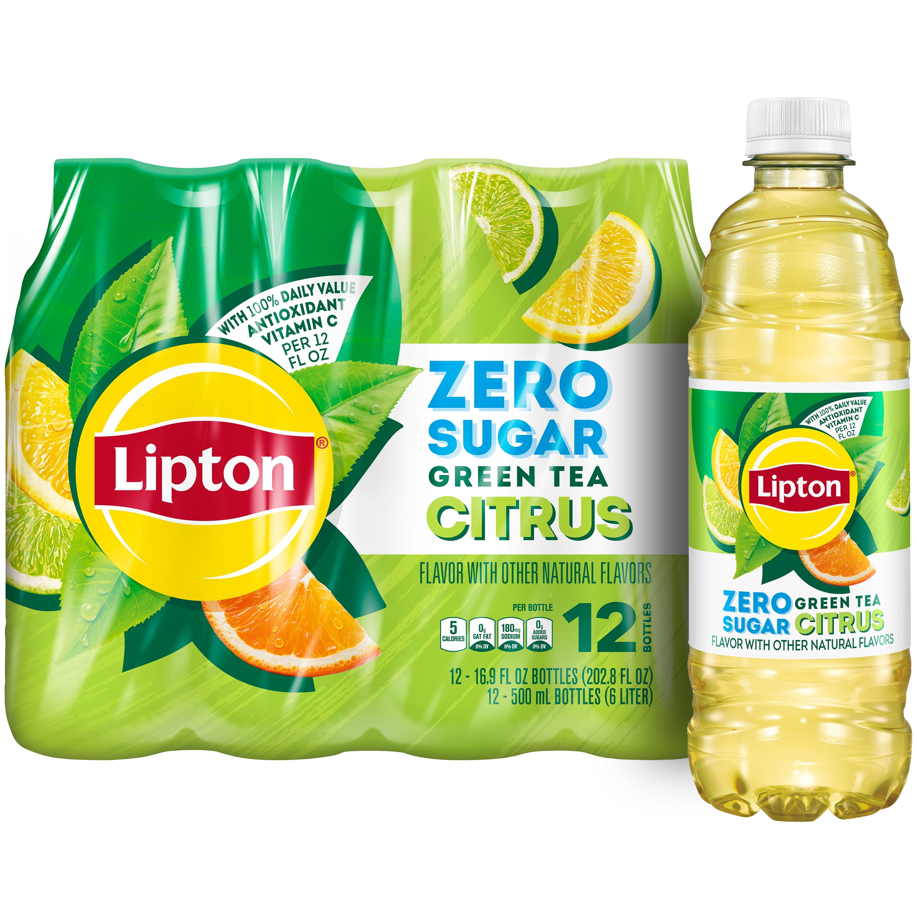 Lipton Diet Green Tea Citrus Iced Tea Bottled Drink 16.9 fl oz 12