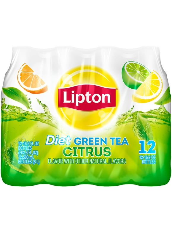 Lipton Diet Green Tea Citrus Iced Tea, Bottled Tea Drink, 16.9 fl oz, 12 Pack Bottles