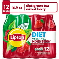 Lipton Diet Green Tea Mixed Berry Iced Tea, 16.9 fl oz, 12 Pack Bottles
