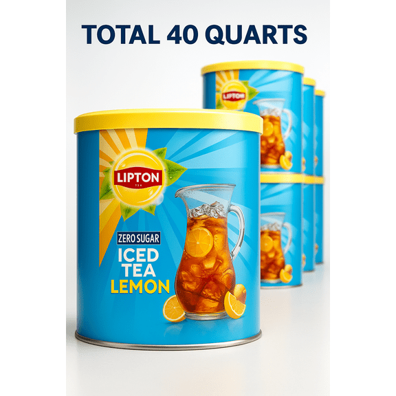 Lipton Diet Iced Tea Mix, Lemon, Sugar-Free Black Tea Mix, Makes 10 Quarts (Pack of 4)