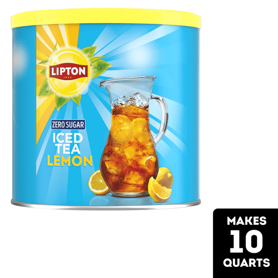 Lipton Diet Lemon Iced Tea Mix, Sugar-Free, with Caffeine, Made from Real Tea Leaves – Pack of 1 (10 Quarts) – Zero Sugar, Naturally Flavored, Refreshing Instant Tea