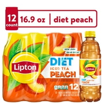 Lipton Diet Peach Iced Tea, 16.9 fl oz, 12 Pack Bottles