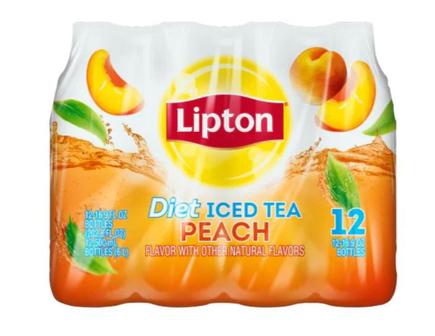 Lipton Diet Peach Iced Tea, 16.9 oz, Quantity of 24 Bottles