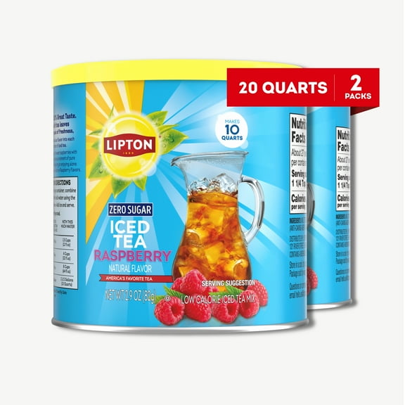 PR Lipton Diet Raspberry Iced Tea Mix, Sugar-Free, Makes 10 Quarts Pack of 2 (2.9 oz Each)