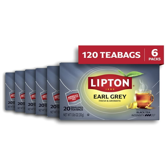 Lipton Earl Grey Black Tea Bags, 20 Count, Pack of 6