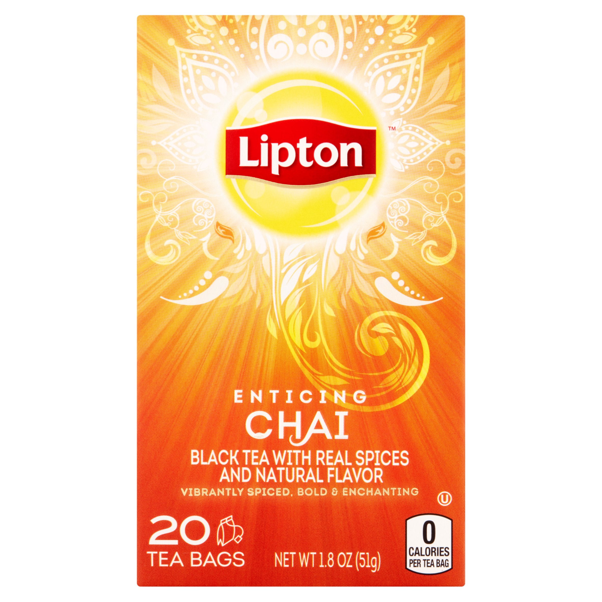 Lipton Enticing Chai, 20 Tea Bags, 1.8 oz, 6 pack