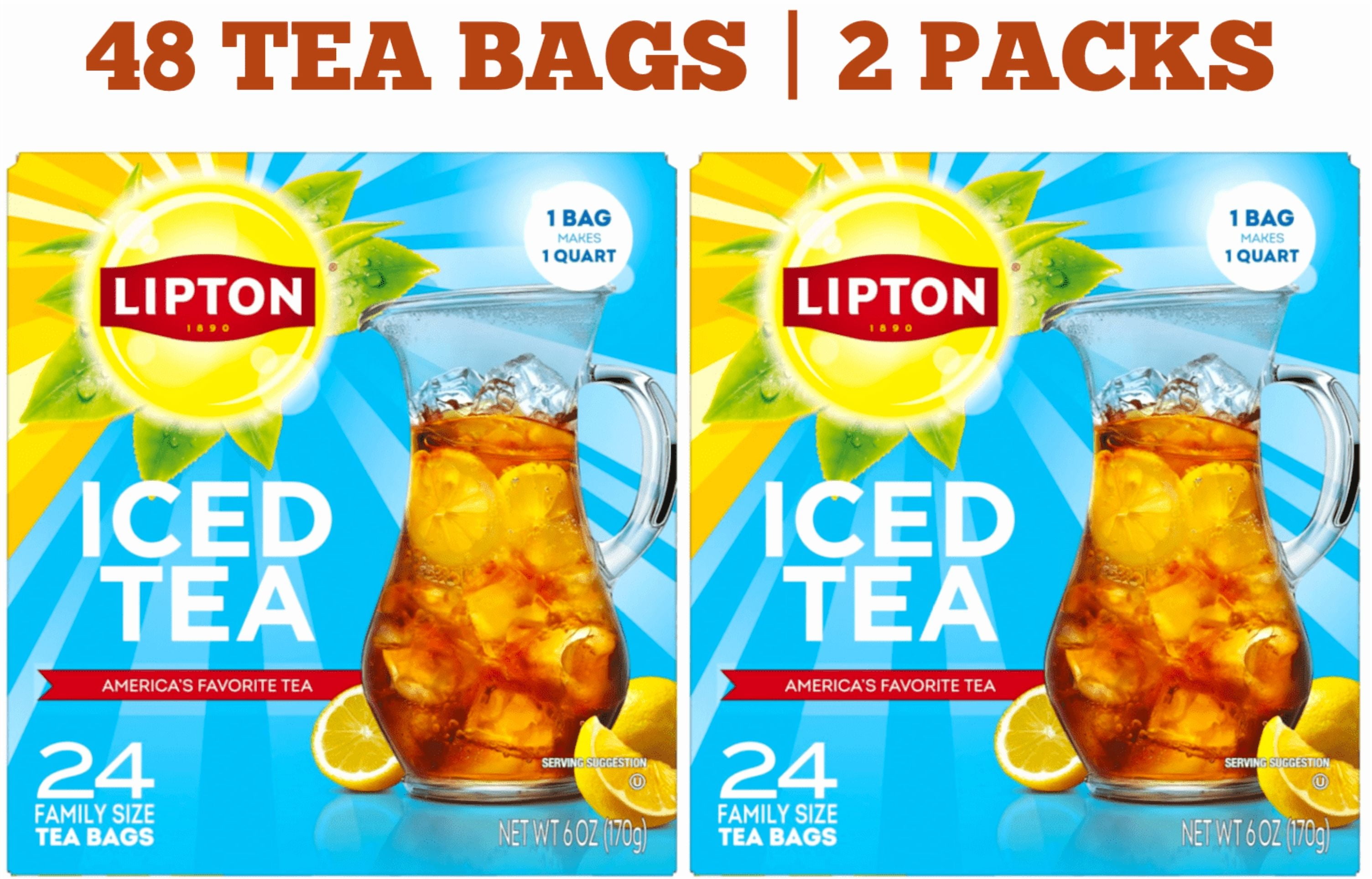 Lipton Unsweetened Iced Tea Bags, Family Size Zero Calories, 48