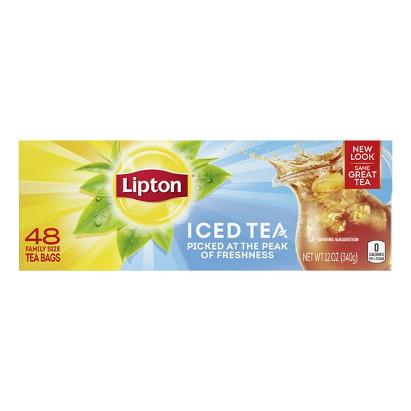 Lipton Family Sized Iced Black Tea, Caffeinated, Tea Bags 48 Count Box