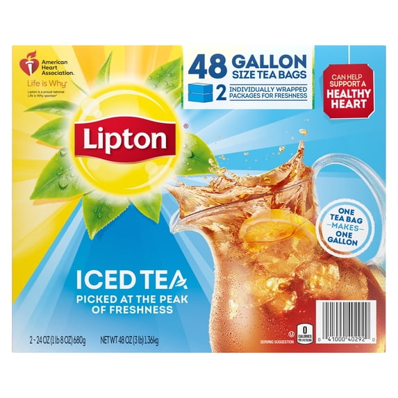 Lipton Unsweetened Gallon-Sized Black Iced Tea Bags, 48 ct
