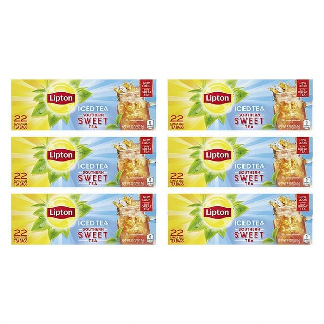 Lipton FamilySized Black Iced Tea Bags, Southern Sweet Tea 22 ct (Pack