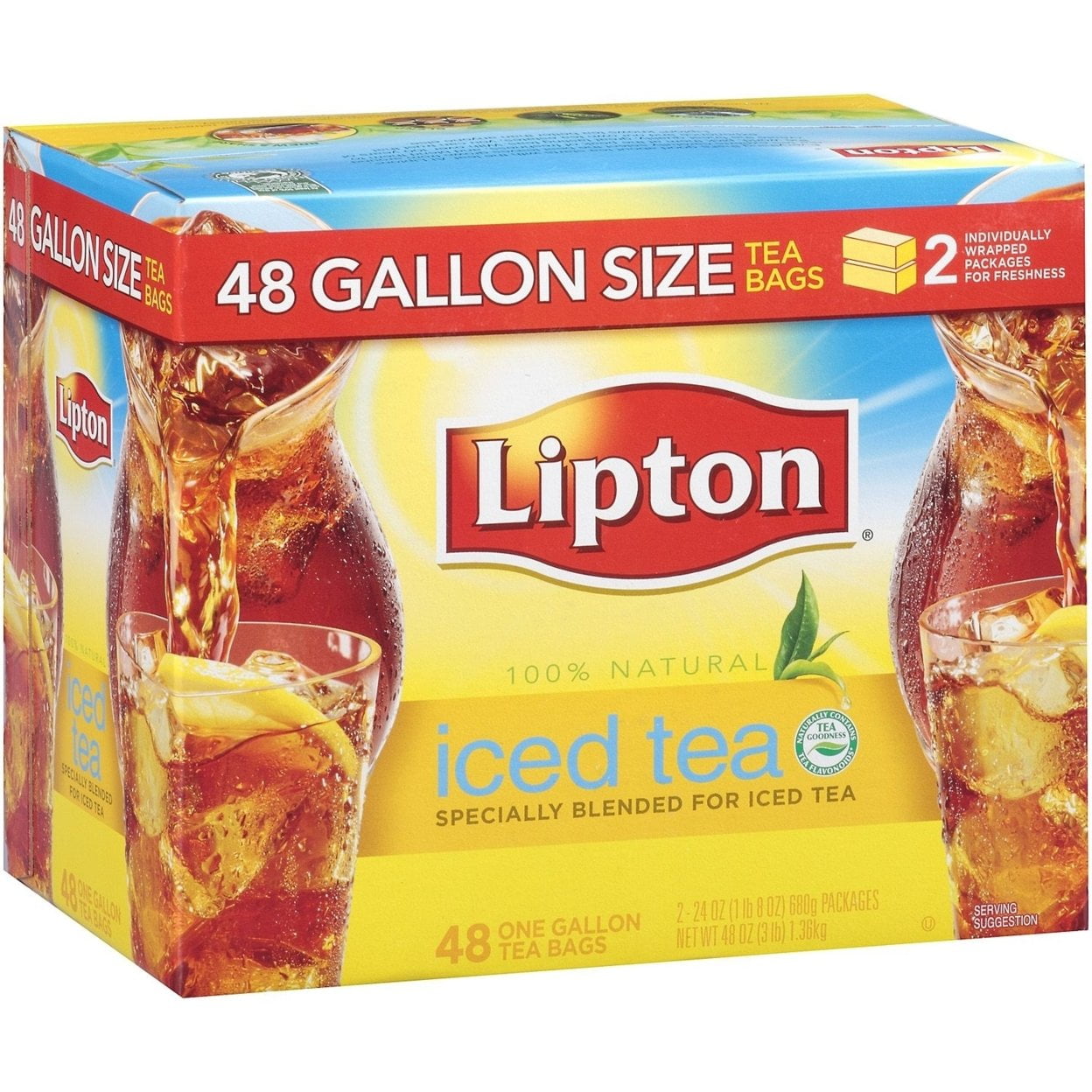 Lipton Family Sized Iced Black Tea, Caffeinated and Can Help Support a Healthy Heart, Tea Bags