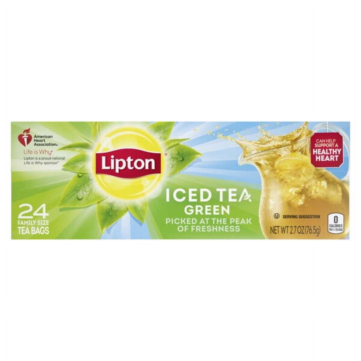 Lipton Family Sized Iced Green Tea , Caffeinated, Tea Bags 24 Count