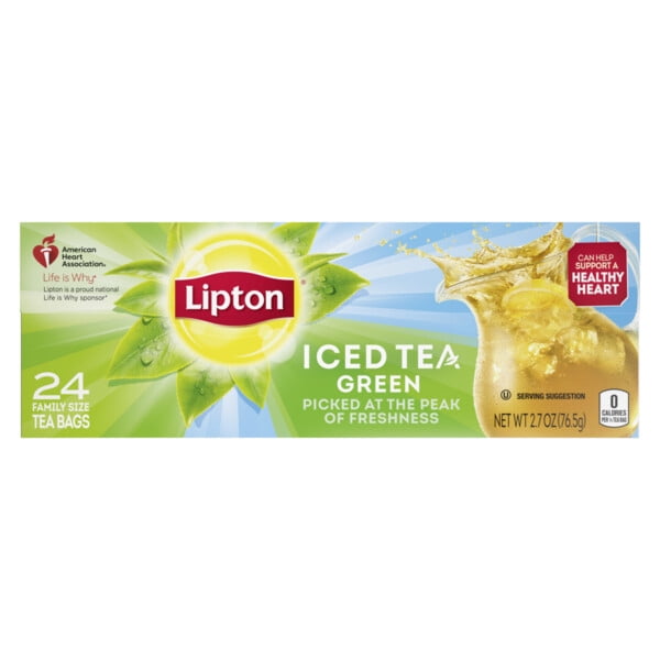 Lipton Family Sized Iced Green Tea , Caffeinated, Tea Bags 24 Count