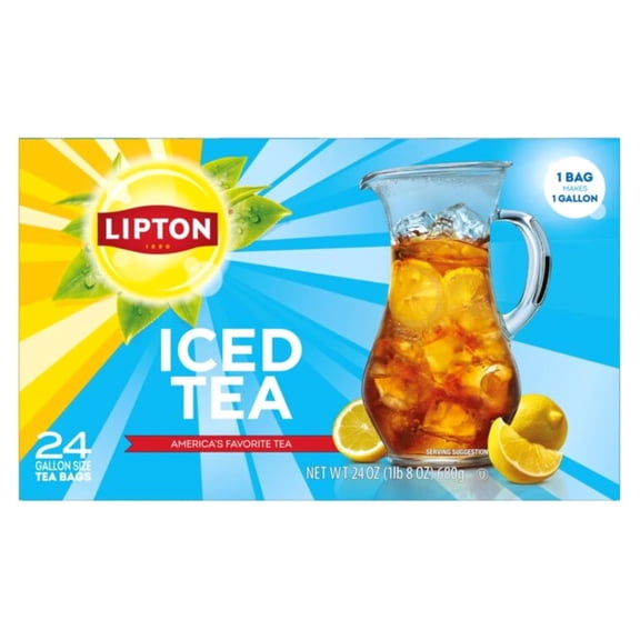 Lipton Unsweetened Iced Tea Bags, Gallon-Sized Zero Calories, 24 Total Tea Bags