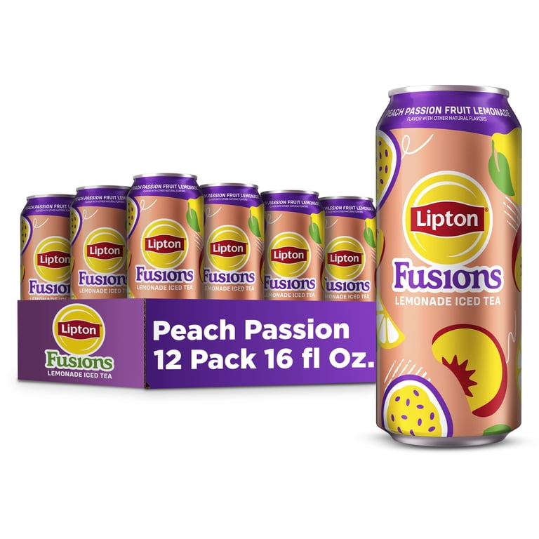 Lipton Fusions Peach Passionfruit Lemonade Iced Tea, 16 fl oz Cans