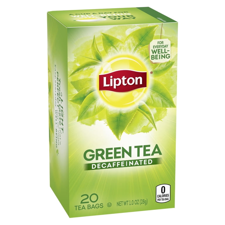 Lipton Natural Decaffeinated Green Tea, 20 Count Tea Bags Box