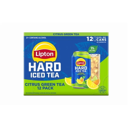 Lipton Hard Iced Tea Citrus Green Tea, 12 Pack, 12 fl oz Cans, 5% ABV