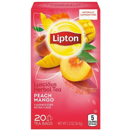 Lipton Herbal Tea Bags, Peach Mango, 20 ct