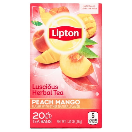 Lipton Herbal Tea, Peach Mango, Caffeine-Free, Tea Bags 20 Count