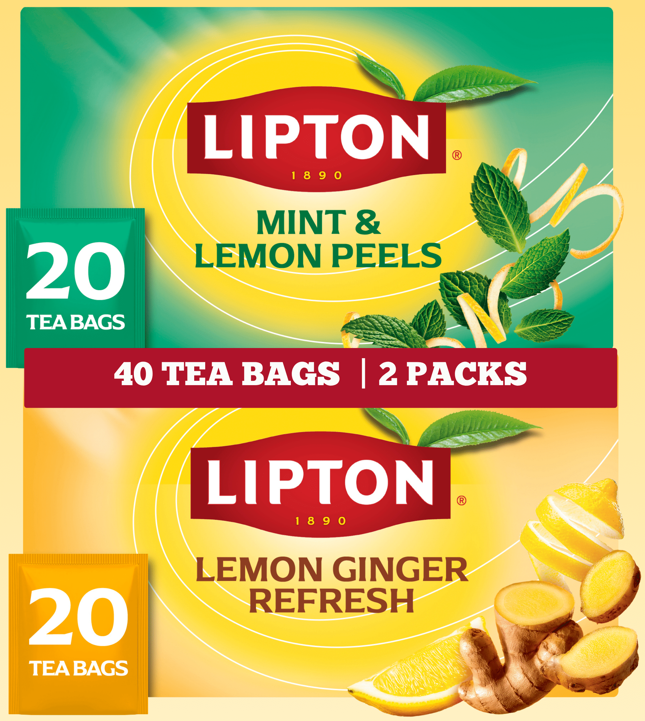 Lipton Herbal Tea Variety Pack, Smooth Mint with Lemon Peels